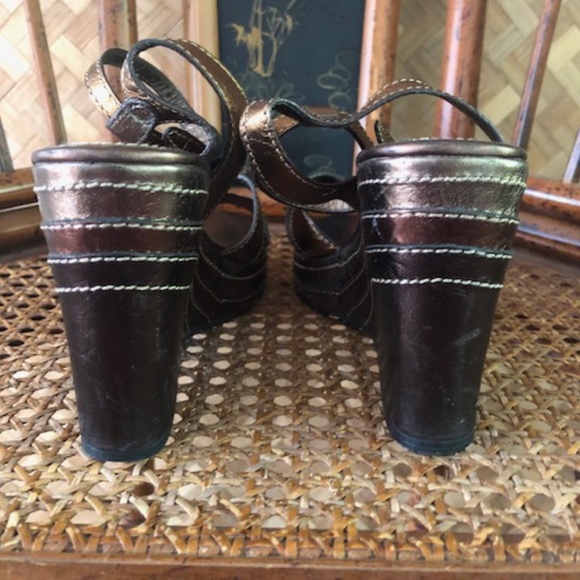 Coach Metallic Wedge Shoes with Ankle Strap - Picture 2 of 4